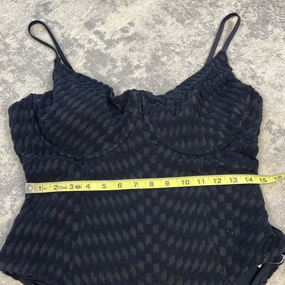 New Good American Black Jacquard Show Off One Piece Swimsuit Underwire Sz 5 - Picture 13 of 16
